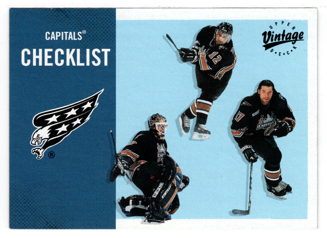 Washington Capitals Team Checklist - Peter Bondra - Olaf Kolzig - Chris Simon (NHL Hockey Card) 2000-01 Upper Deck Vintage # 369 Mint