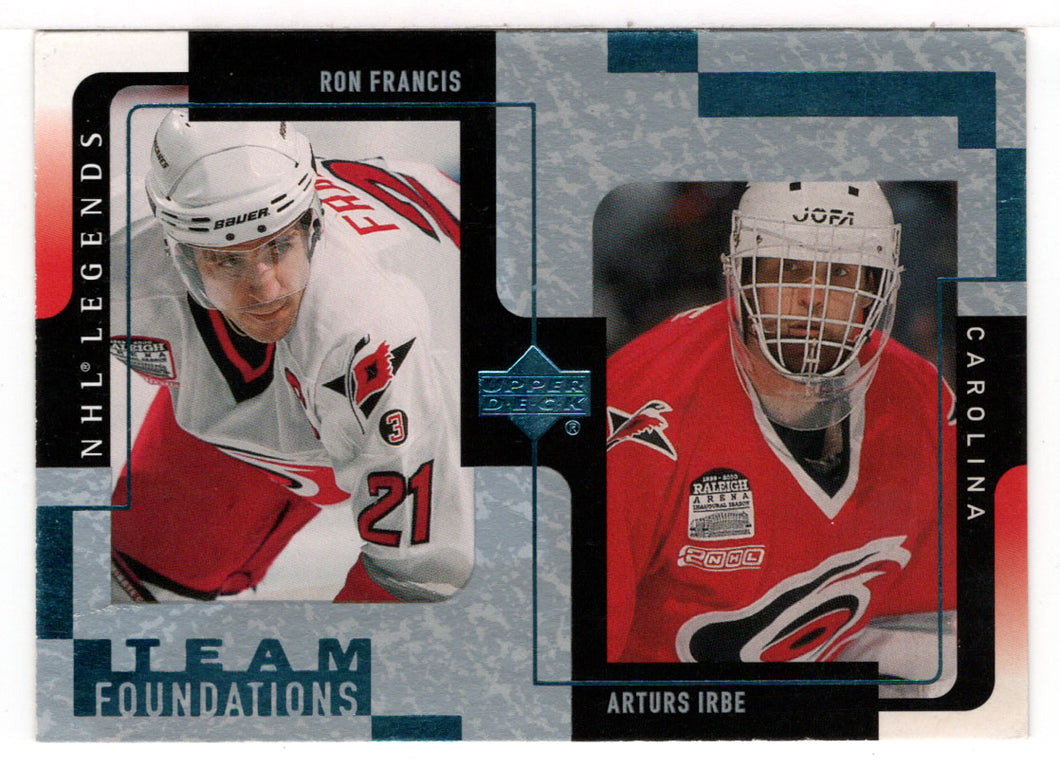 Ron Francis - Arturs Irbe - Carolina Hurricanes - Team Foundations (NHL Hockey Card) 2000-01 Upper Deck Legends # 24 Mint