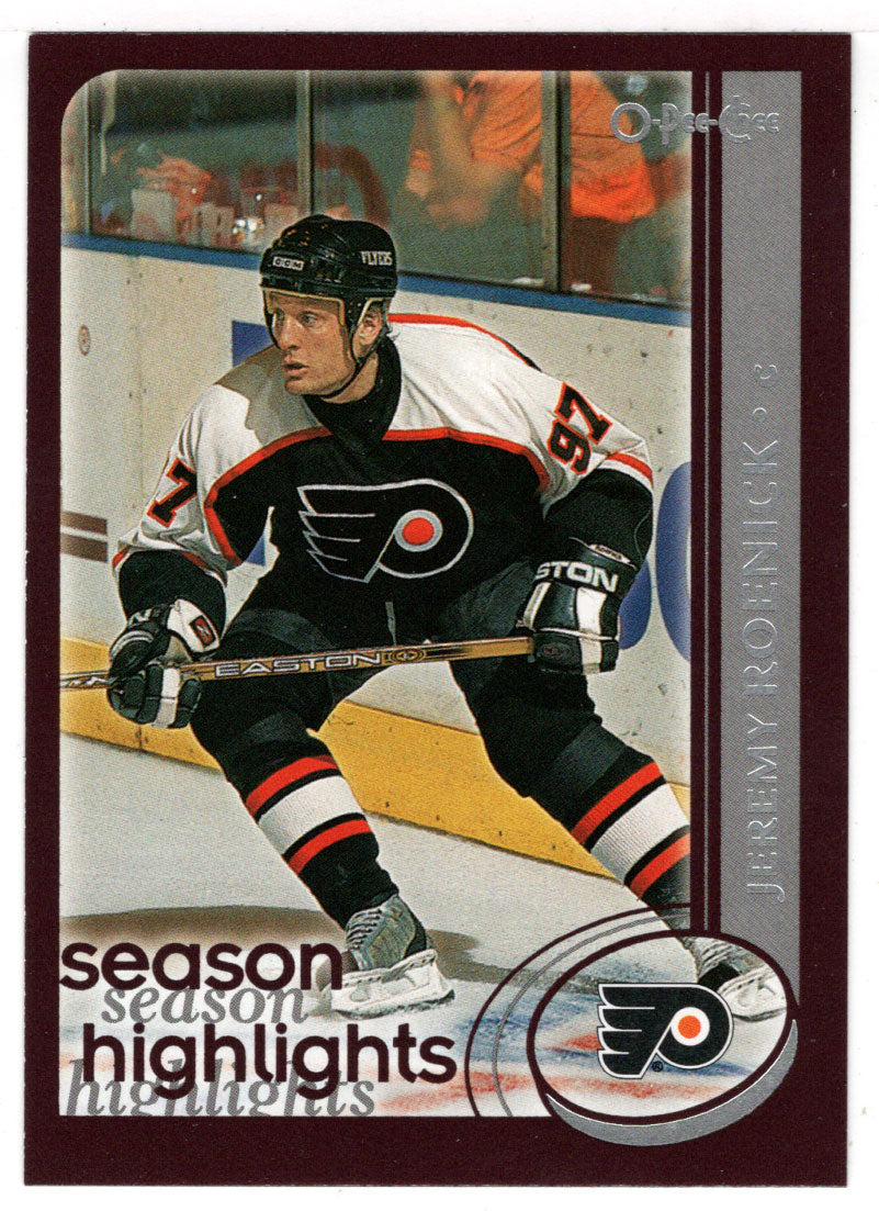 Jeremy Roenick - Philadelphia Flyers - Season Highlights (NHL Hockey Card) 2002-03 O-Pee-Chee # 314 Mint