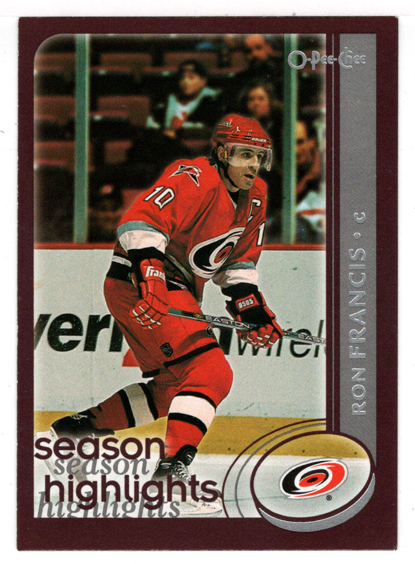 Ron Francis - Carolina Hurricanes - Season Highlights (NHL Hockey Card) 2002-03 O-Pee-Chee # 315 Mint