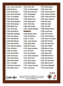 Checklist # 2 (NHL Hockey Card) 2002-03 O-Pee-Chee # 2 of 3 Mint
