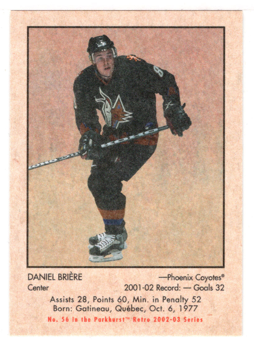 Daniel Briere - Phoenix Coyotes (NHL Hockey Card) 2002-03 Parkhurst Retro # 56 Mint
