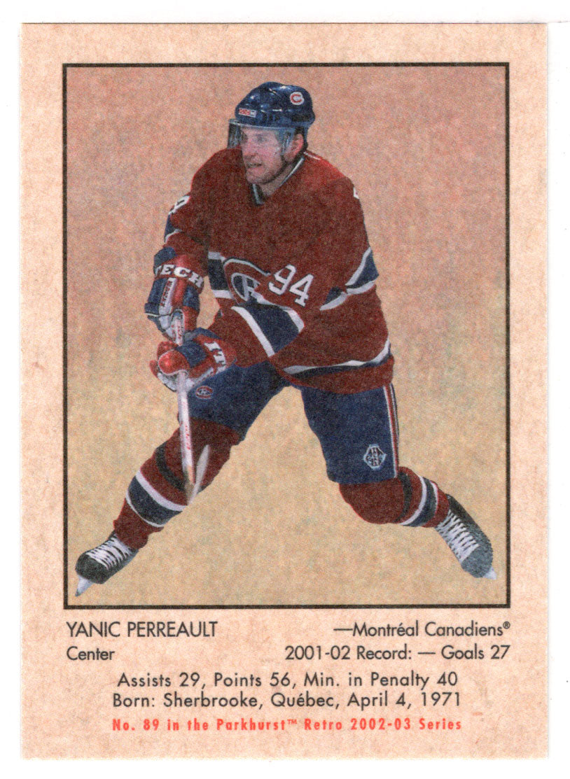 Yanic Perreault - Montreal Canadiens (NHL Hockey Card) 2002-03 Parkhurst Retro # 89 Mint