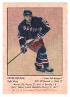 Radek Dvorak - New York Rangers (NHL Hockey Card) 2002-03 Parkhurst Retro # 141 Mint