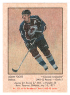 Adam Foote - Colorado Avalanche (NHL Hockey Card) 2002-03 Parkhurst Retro # 175 Mint