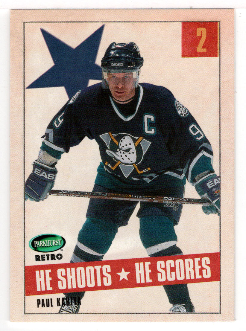 Paul Kariya - Anaheim Ducks (NHL Hockey Card) 2002-03 Parkhurst Retro He Shoots He Scores Points # 14 Mint