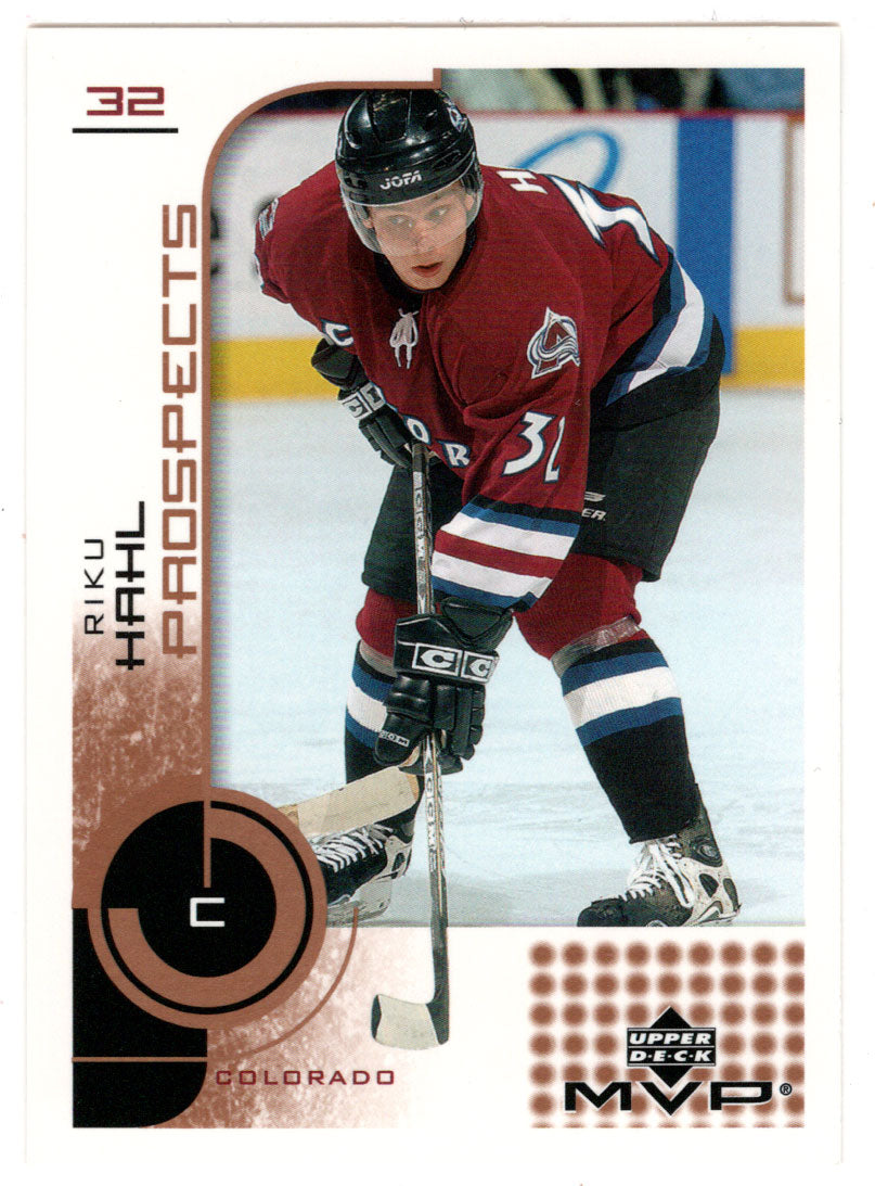 Riku Hahl - Colorado Avalanche - Prospects (NHL Hockey Card) 2002-03 Upper Deck MVP # 199 Mint