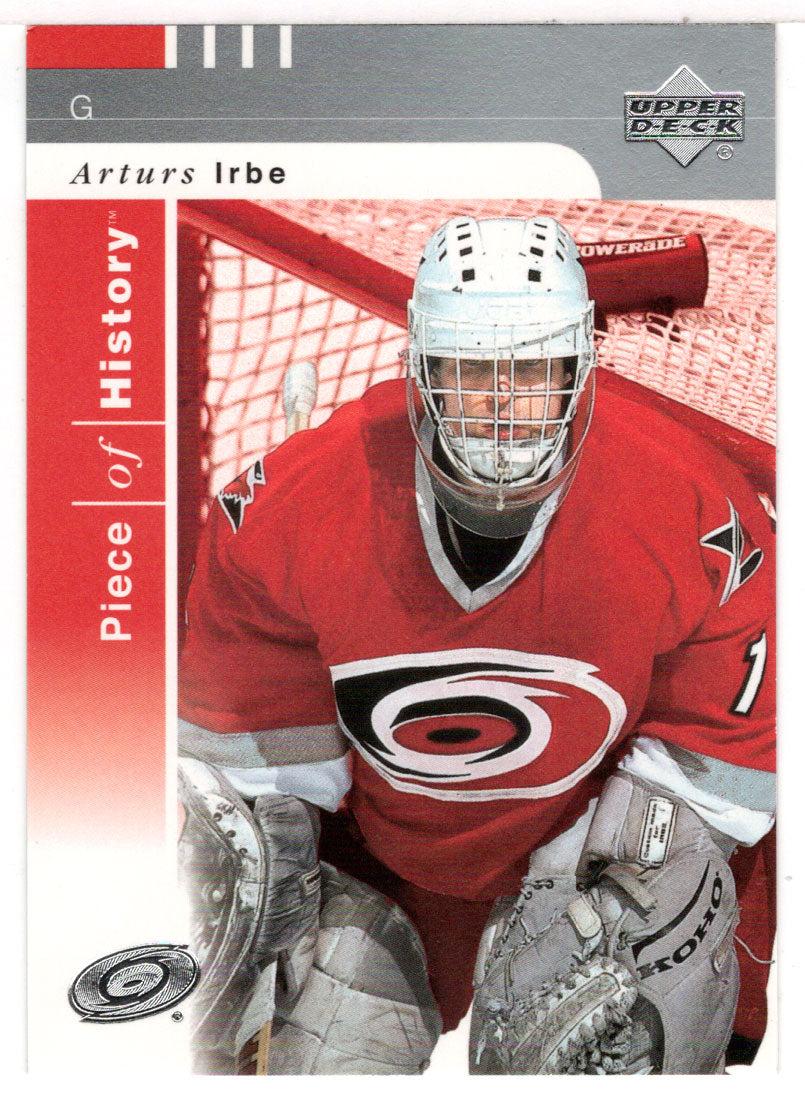 Arturs Irbe - Carolina Hurricanes (NHL Hockey Card) 2002-03 Upper Deck Piece of History # 14 Mint