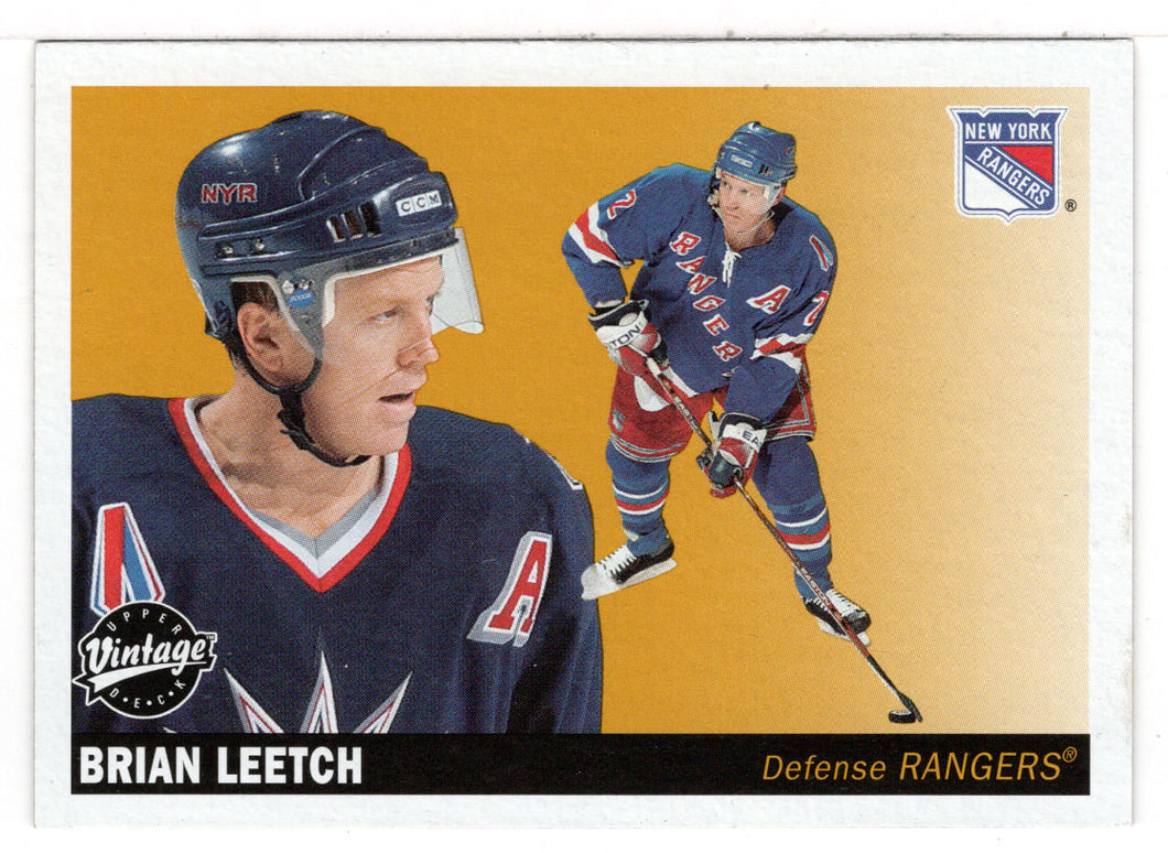 Brian Leetch - New York Rangers - 1000 Games (NHL Hockey Card) 2002-03  Upper Deck Vintage # 300 Mint