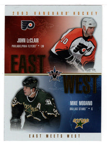 John LeClair - Mike Modano (NHL Hockey Card) 2002-03 Pacific Vanguard East VS West # 5 Mint