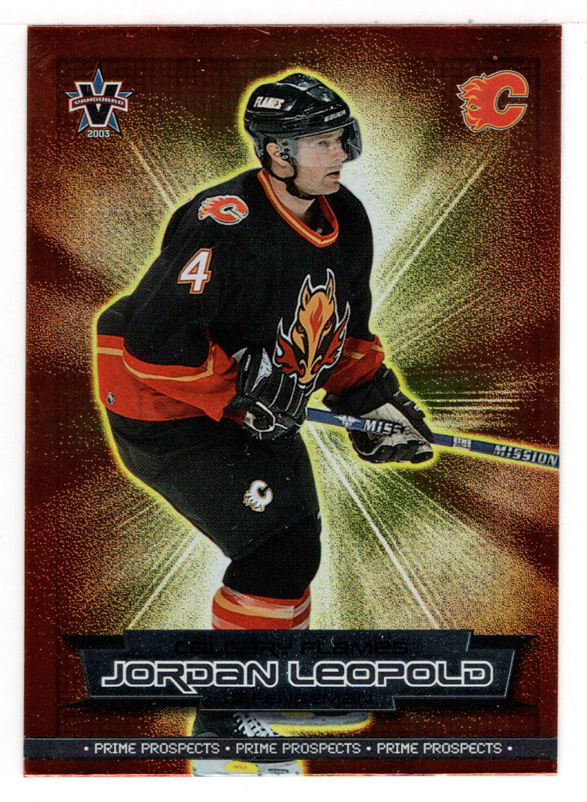 Jordan Leopold - Calgary Flames (NHL Hockey Card) 2002-03 Pacific Vanguard Prime Prospects # 6 Mint