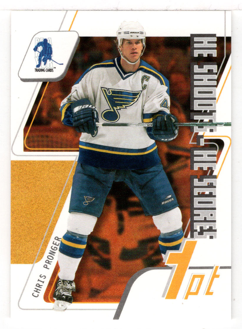 Chris Pronger - St. Louis Blues - He Shoots, He Scores (NHL Hockey Card) 2003-04 Be A Player In The Game Memorabilia # 3 Mint