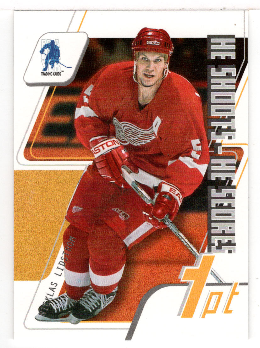 Nicklas Lidstrom - Detroit Red Wings - He Shoots, He Scores (NHL Hockey Card) 2003-04 Be A Player In The Game Memorabilia # 5 Mint