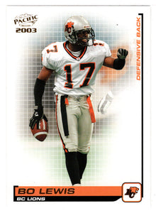 Bo Lewis - British Columbia Lions (CFL Football Card) 2003 Pacific # 8 Mint