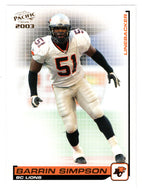 Barrin Simpson - British Columbia Lions (CFL Football Card) 2003 Pacific # 11 Mint