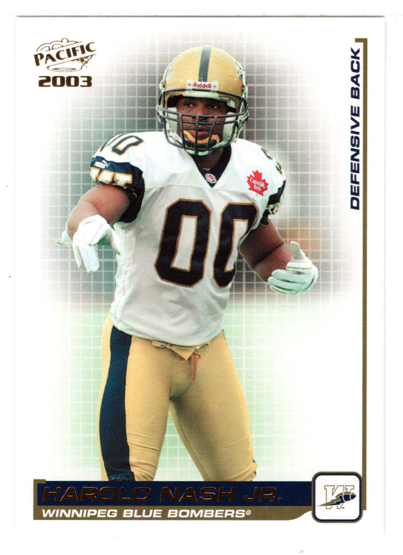 Harold Nash Jr. - Winnipeg Blue Bombers (CFL Football Card) 2003 Pacific # 105 Mint