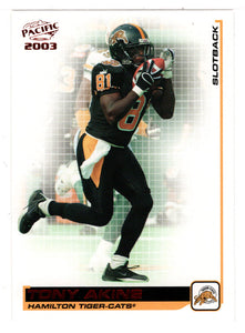 Tony Akins - Hamilton Tiger-Cats (CFL Football Card) 2003 Pacific RED # 38 Mint