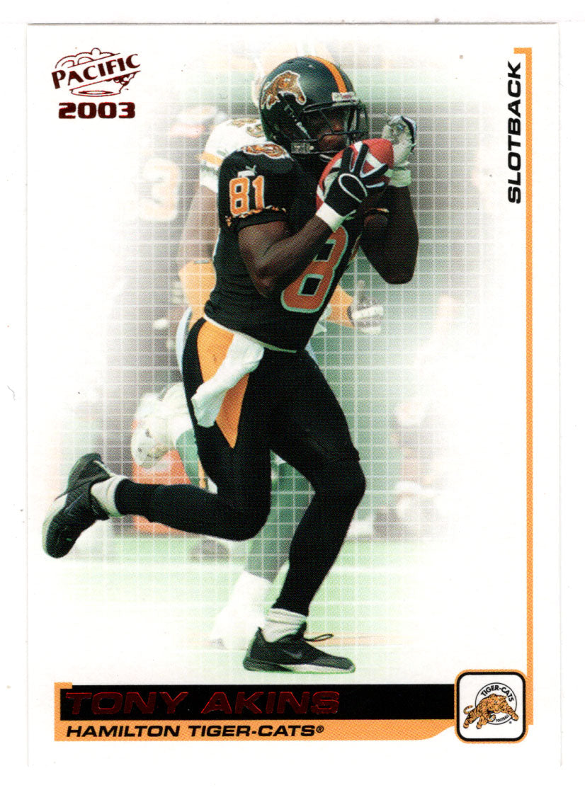 Tony Akins - Hamilton Tiger-Cats (CFL Football Card) 2003 Pacific RED # 38 Mint