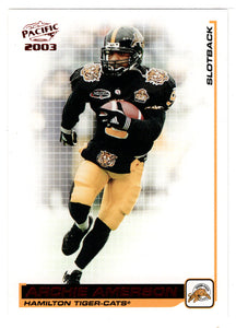 Archie Amerson - Hamilton Tiger-Cats (CFL Football Card) 2003 Pacific RED # 39 Mint