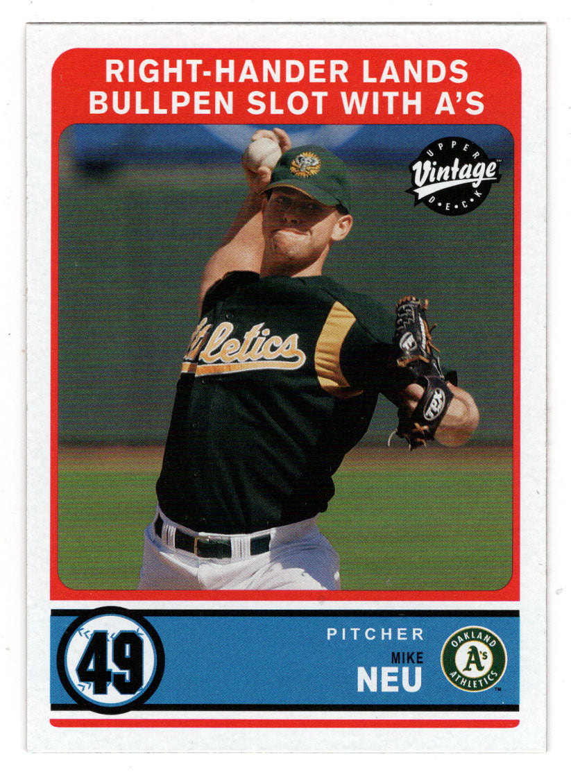 Mike Neu RC - Oakland Athletics (MLB Baseball Card) 2003 Upper Deck Vintage # 297 Mint