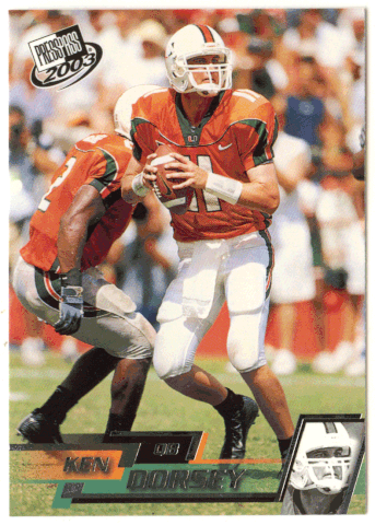 Ken Dorsey - Miami Hurricanes (NCAA / NFL Football Card) 2003 Press Play # 3 Mint