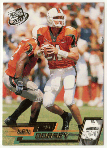 Ken Dorsey - Miami Hurricanes - Gold Zone (NCAA / NFL Football Card) 2003 Press Play # G 3 Mint