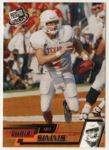 Chris Simms - Texas Longhorns - Gold Zone (NCAA / NFL Football Card) 2003 Press Play # G 10 Mint