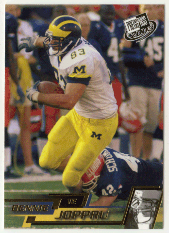 Bennie Joppru - Michigan Wolverines - Gold Zone (NCAA / NFL Football Card) 2003 Press Play # G 31 Mint