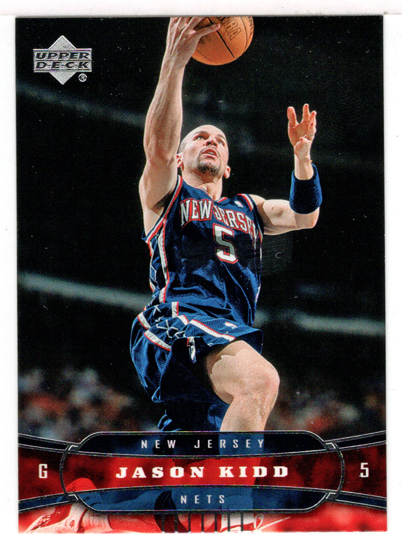 Jason Kidd player worn jersey patch basketball card (New Jersey Nets) 2004  Upper Deck Rookie Exclusives #J55