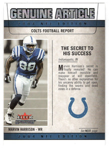 Marvin Harrison - Indianapolis Colts - Genuine Article (NFL Football Card) 2004 Fleer Genuine # GA 2 Mint