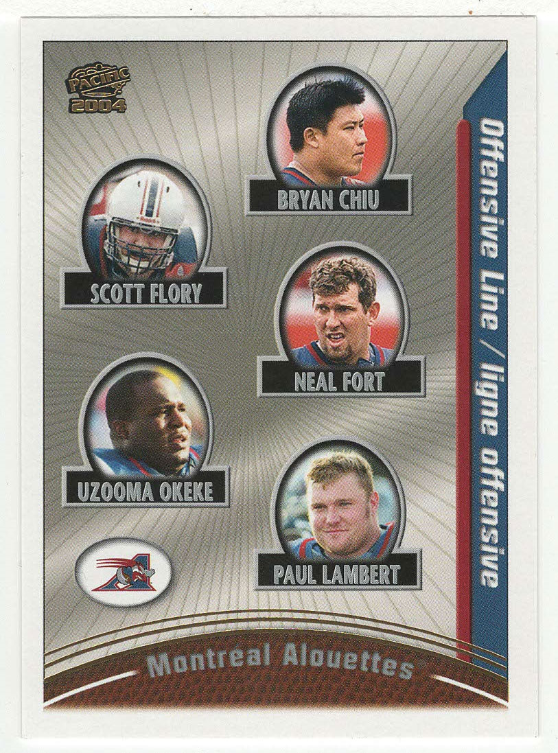 Montreal Alouettes Offensive Line (CFL Football Card) 2004 Pacific # 49 Mint