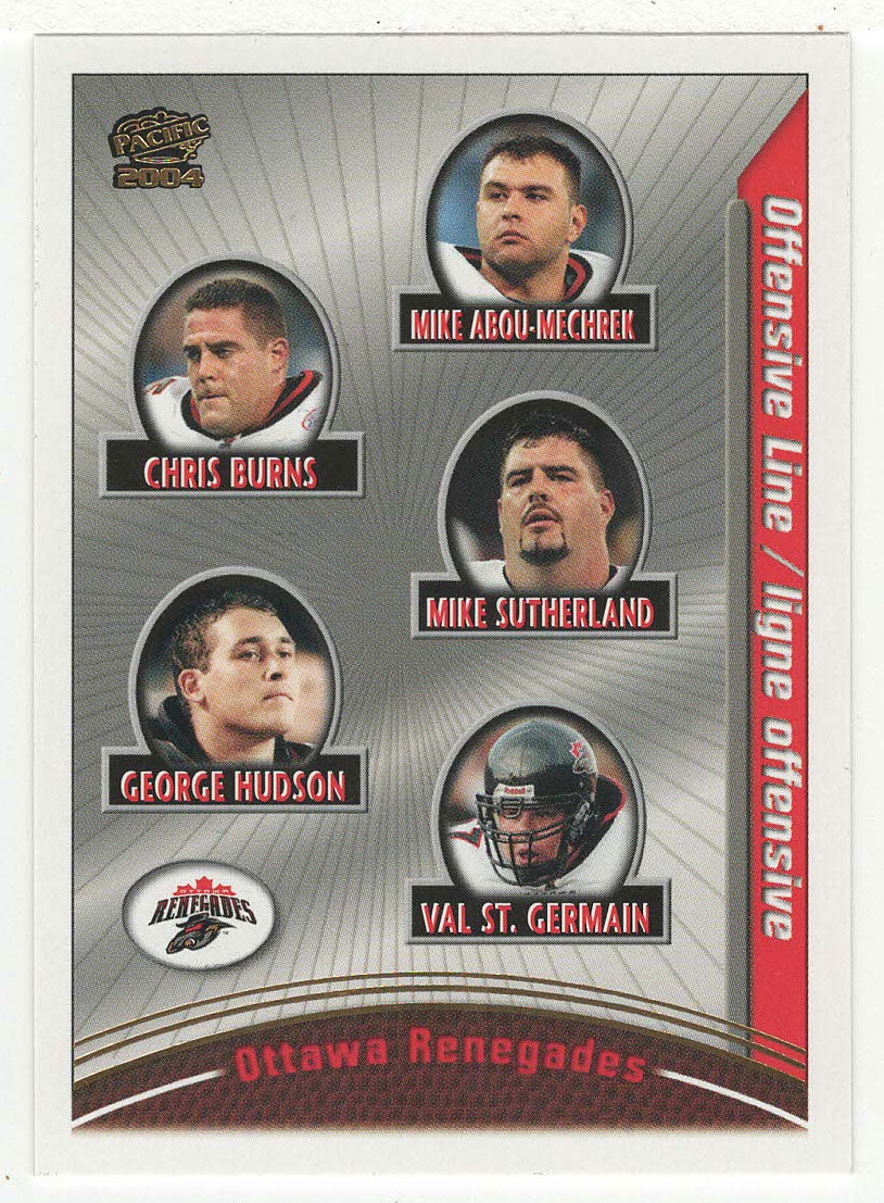 Ottawa Renegades Offensive Line (CFL Football Card) 2004 Pacific # 62 Mint