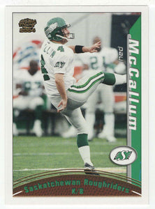 Paul McCallum - Saskatchewan Roughriders (CFL Football Card) 2004 Pacific # 81 Mint