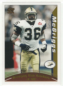 Lamar McGriggs - Winnipeg Blue Bombers (CFL Football Card) 2004 Pacific # 105 Mint