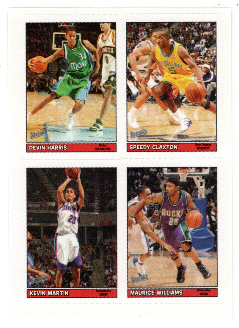 Devin Harris - Speedy Claxton - Kevin Martin - Maurice Williams - STICKERS (NBA Basketball Card) 2005-06 Topps Bazooka # 45 Mint