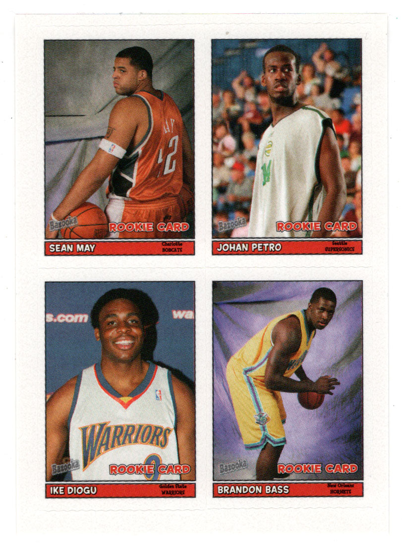 Sean May - Johan Petro - Ike Diogu - Brandon Bass - STICKERS (NBA Basketball Card) 2005-06 Topps Bazooka # 53 Mint