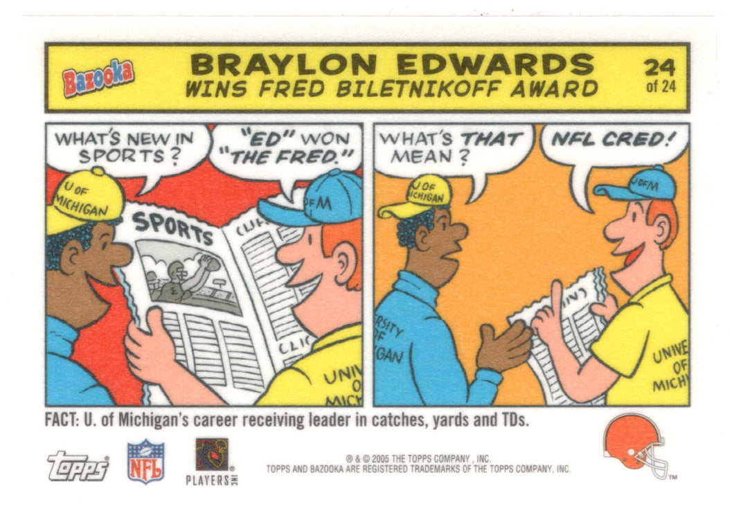 Braylon Edwards - Cleveland Browns (NFL Football Card) 2005 Topps Bazooka COMICS # 24 Mint