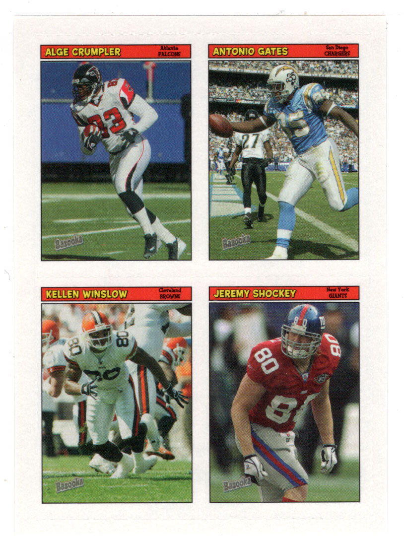 Alge Crumpler - Antonio Gates - Jeremy Shockey - Kellen Winslow - Atlanta Falcons (NFL Football Card) 2005 Topps Bazooka 4 on 1 Stickers # 5 Mint