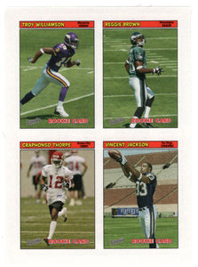 Craphonso Thorpe - Reggie Brown - Troy Williamson - Vincent Jackson - Kansas City Chiefs (NFL Football Card) 2005 Topps Bazooka 4 on 1 Stickers # 52 Mint