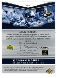 Damian Harrell (AFL Football Card) 2005 Upper Deck Arena - Arenagraphs # DH-A Mint
