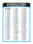 Checklist (MLB Baseball Card) 2006 Topps Opening Day # 165 Mint