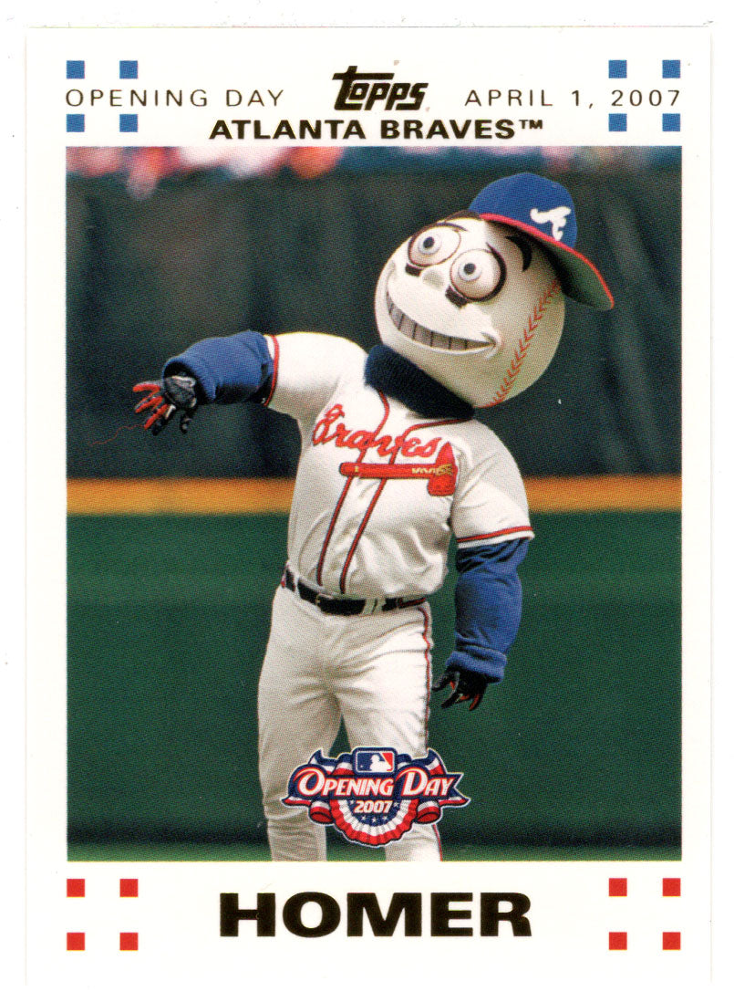 Homer the Brave 912/2007 - Atlanta Braves - GOLD Mascot (MLB Baseball Card)  2007 Topps Opening Day # 189 Mint