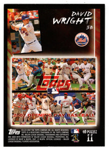 David Wright - New York Mets - Puzzle Card (MLB Baseball Card) 2007 Topps Opening Day # 11 Mint