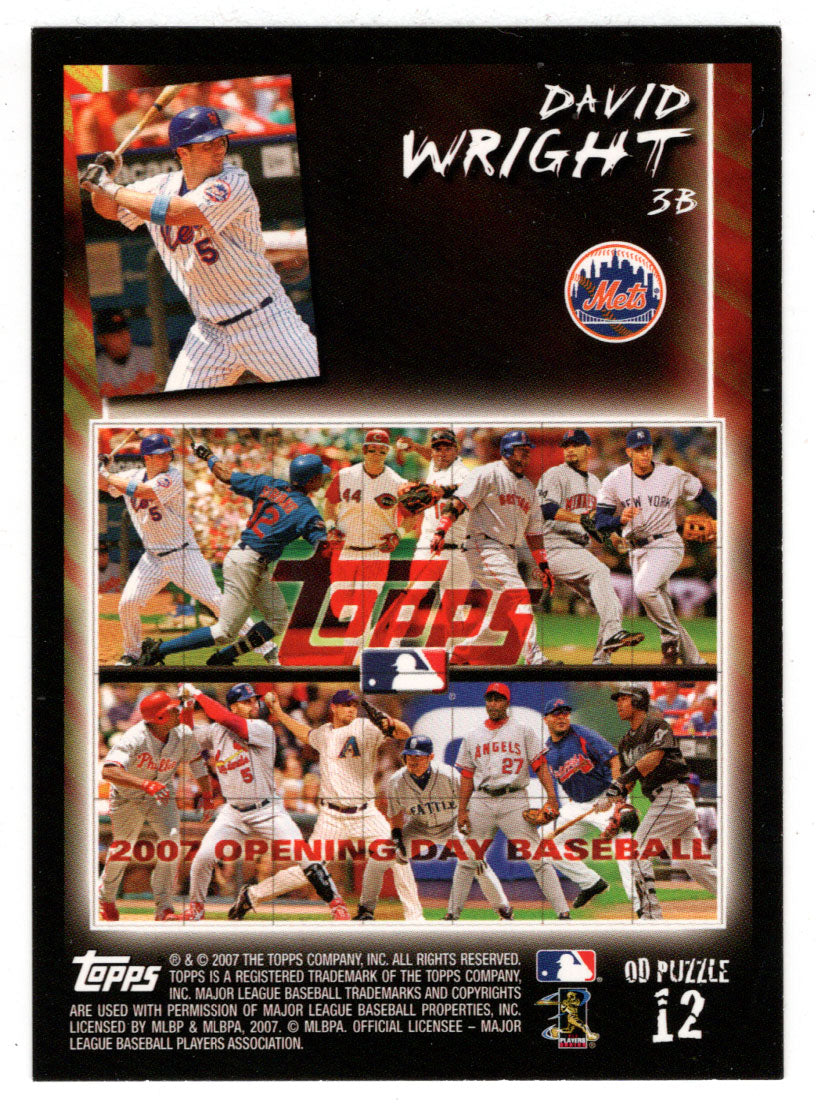 David Wright - New York Mets - Puzzle Card (MLB Baseball Card) 2007 Topps Opening Day # 12 Mint