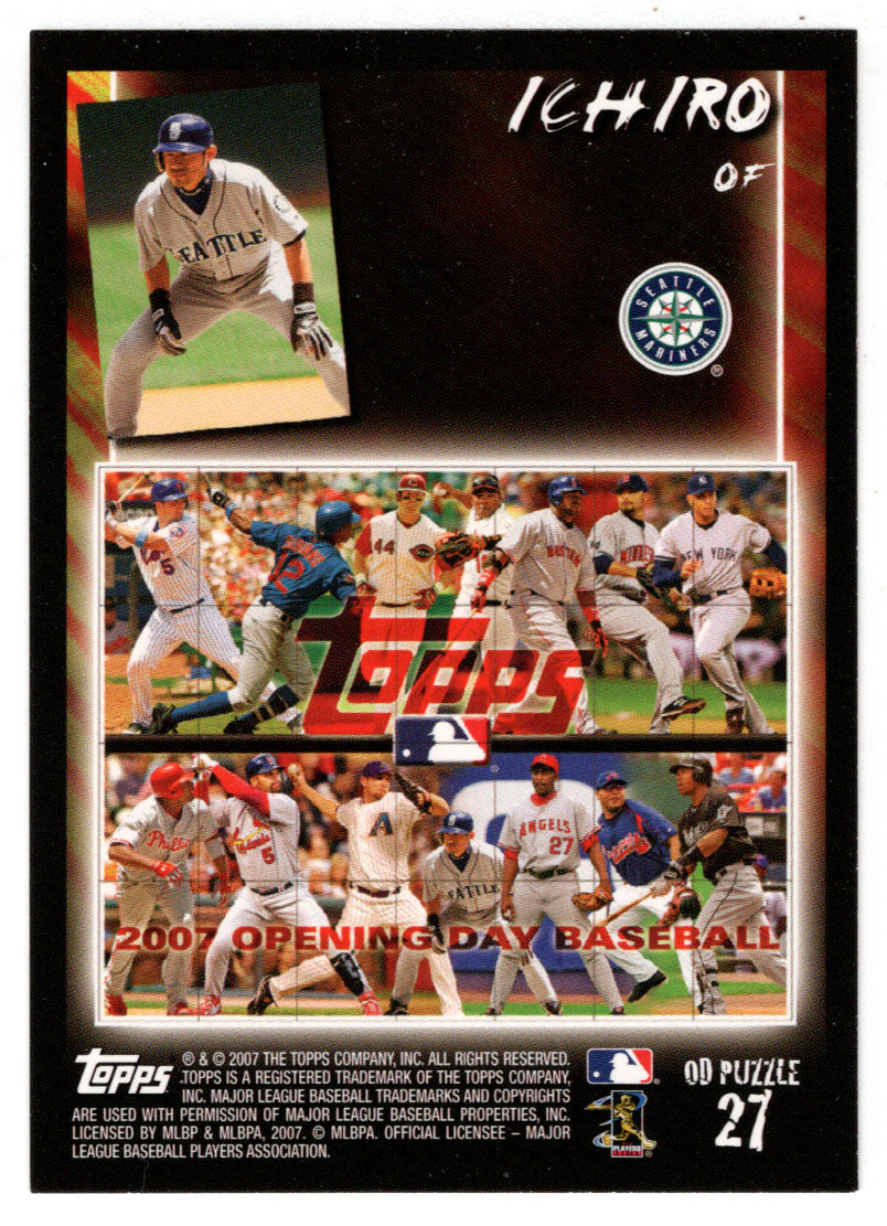 Ichiro Suzuki - Seattle Mariners - Puzzle Card (MLB Baseball Card) 2007 Topps Opening Day # 27 Mint