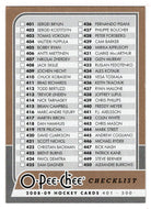 Checklist # 5 (# 401 - # 500) (NHL Hockey Card) 2008-09 O-Pee-Chee # 500 Mint