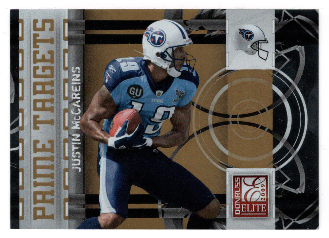 Justin McCareins 239/899 - Tennessee Titans (NFL Football Card) 2009 Donruss Elite Prime Targets Gold # 14 Mint