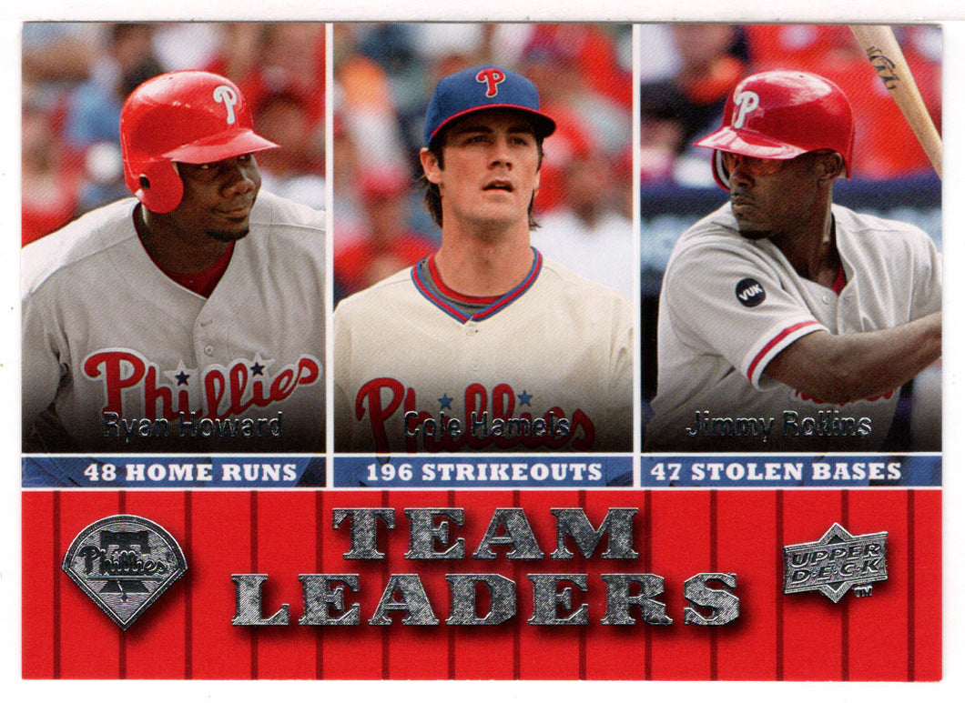 Ryan Howard - Cole Hamels - Jimmy Rollins - Philadelphia Phillies Team Leaders (MLB Baseball Card) 2009 Upper Deck # 432 Mint
