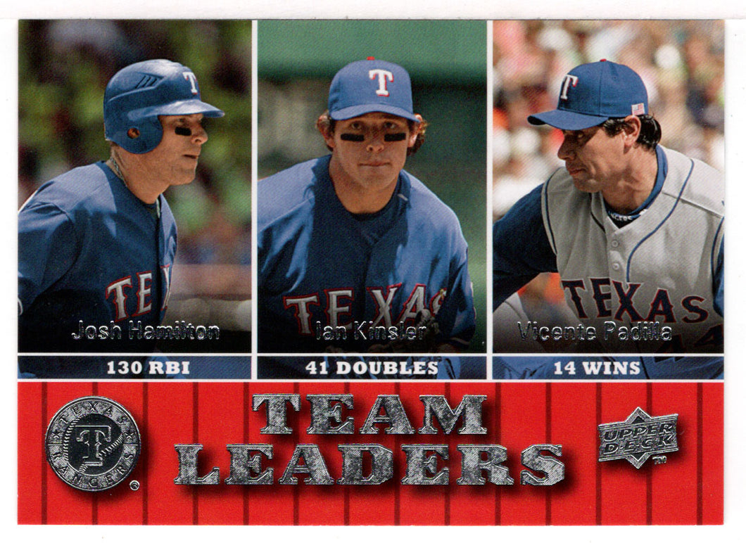 Josh Hamilton - Ian Kinsler - Vicente Padilla - Texas Rangers Team Leaders (MLB Baseball Card) 2009 Upper Deck # 441 Mint