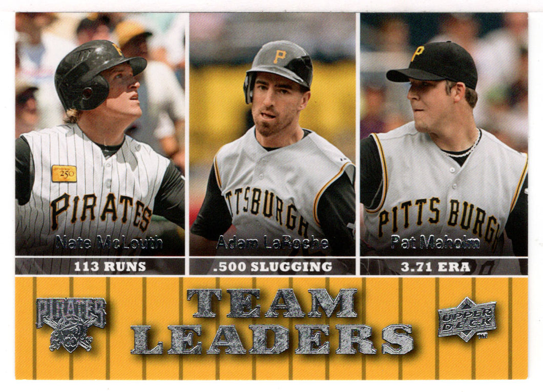 Nate McLouth - Adam LaRoche - Paul Maholm - Pittsburgh Pirates Team Leaders (MLB Baseball Card) 2009 Upper Deck # 448 Mint
